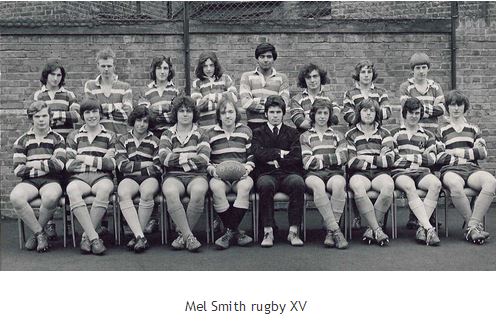 Comedian Mel Smith in the rugby team at Latymer Upper School Hammersmith
