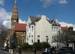 St Simons Church and vicarage in Rockley Road, W12