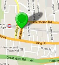 Map showing Studland Street in Hammersmith