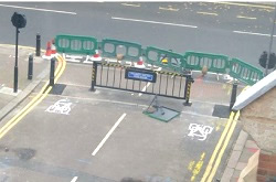 New emergency gates on Bishop Kings  Road in London W14