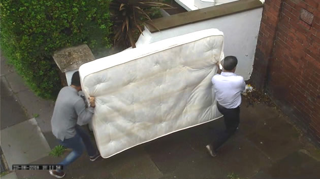 Two men were caught on CCTV dumping a mattress in Shepherd's Bush