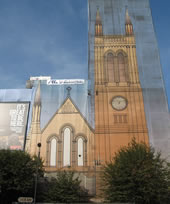 St Paul's Church covered by scaffolding