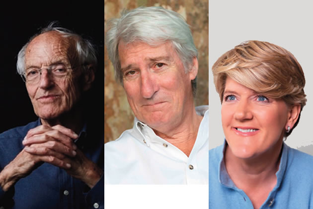 Michael Frayn, Jeremy Paxman and Clare Balding 