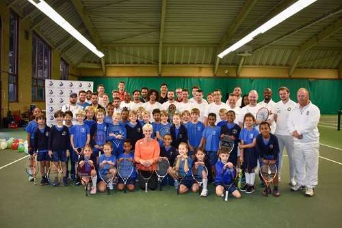Judy Murray with children from St Stephen's Primary at Queen's Club