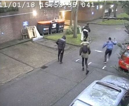 Scene showing killers chasing Harry Uzoka
